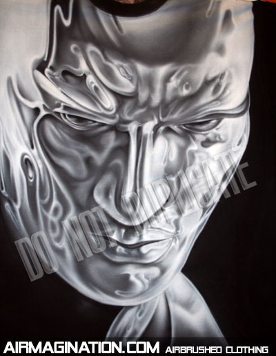 Silver Surfer face custom airbrushed shirt