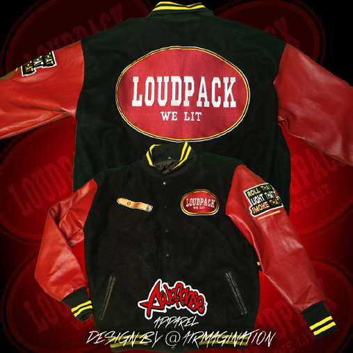 Loudpack We Lit leather varsity jacket