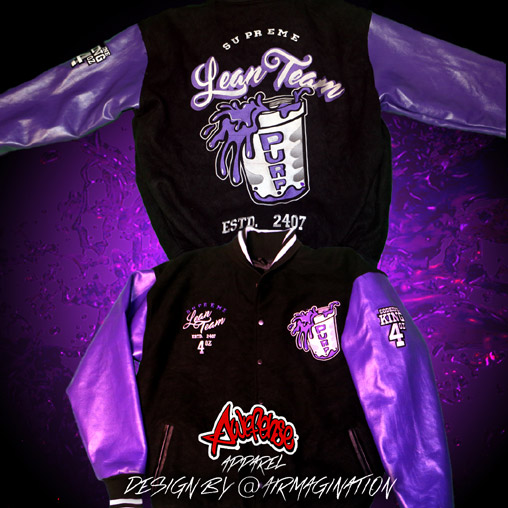 Lean Team Purple Drank leather varsity jacket
