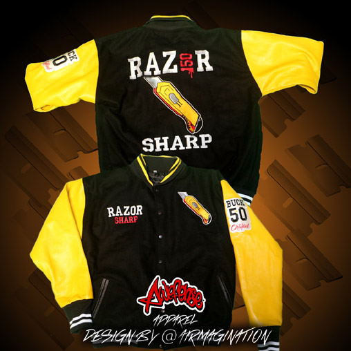 Razor Sharp Blade Buck Fifty 50 Varsity Jacket