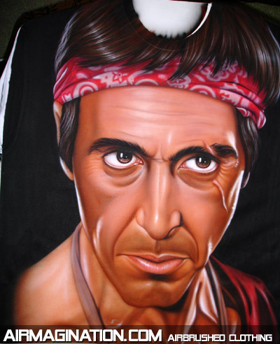 Tony Montana Scarface bandanna custom airbrushed t shirt