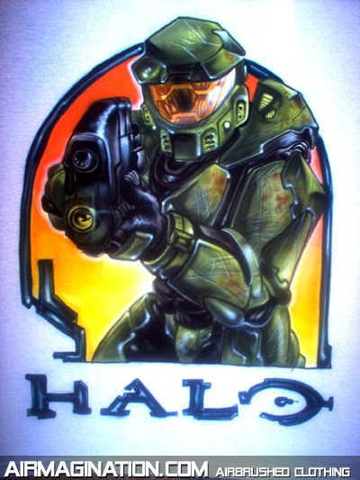 Halo master chief airbrushed t shirt
