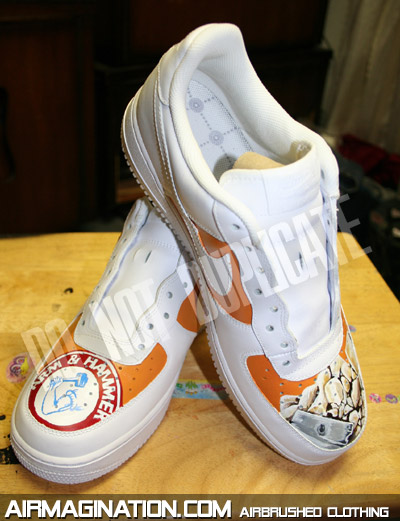 custom Arm and Hammer airbrush shoes