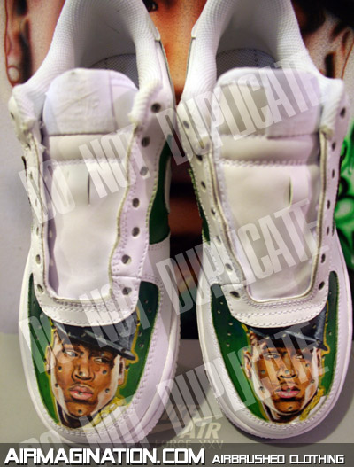 Chris Brown airbrushed shoes