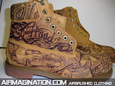So Hood etched Timberlands